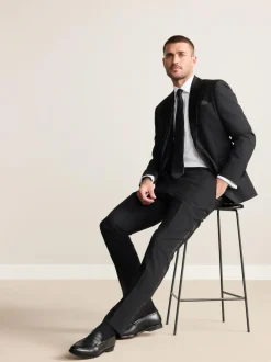 Next Black Slim Fit Signature Nova Fides 100% Italian Wool Tuxedo Suit Jacket Sale