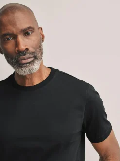 Next Slim Fit Signature SUPIMA® Cotton Crew Neck T-Shirt Black Outlet