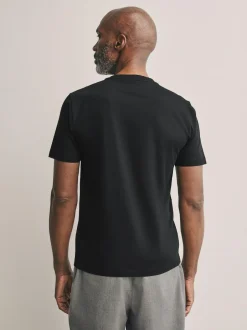 Next Slim Fit Signature SUPIMA® Cotton Crew Neck T-Shirt Black Outlet