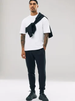 Next Slim Fit Slim Fit Brushback Heavyweight Joggers Black Outlet
