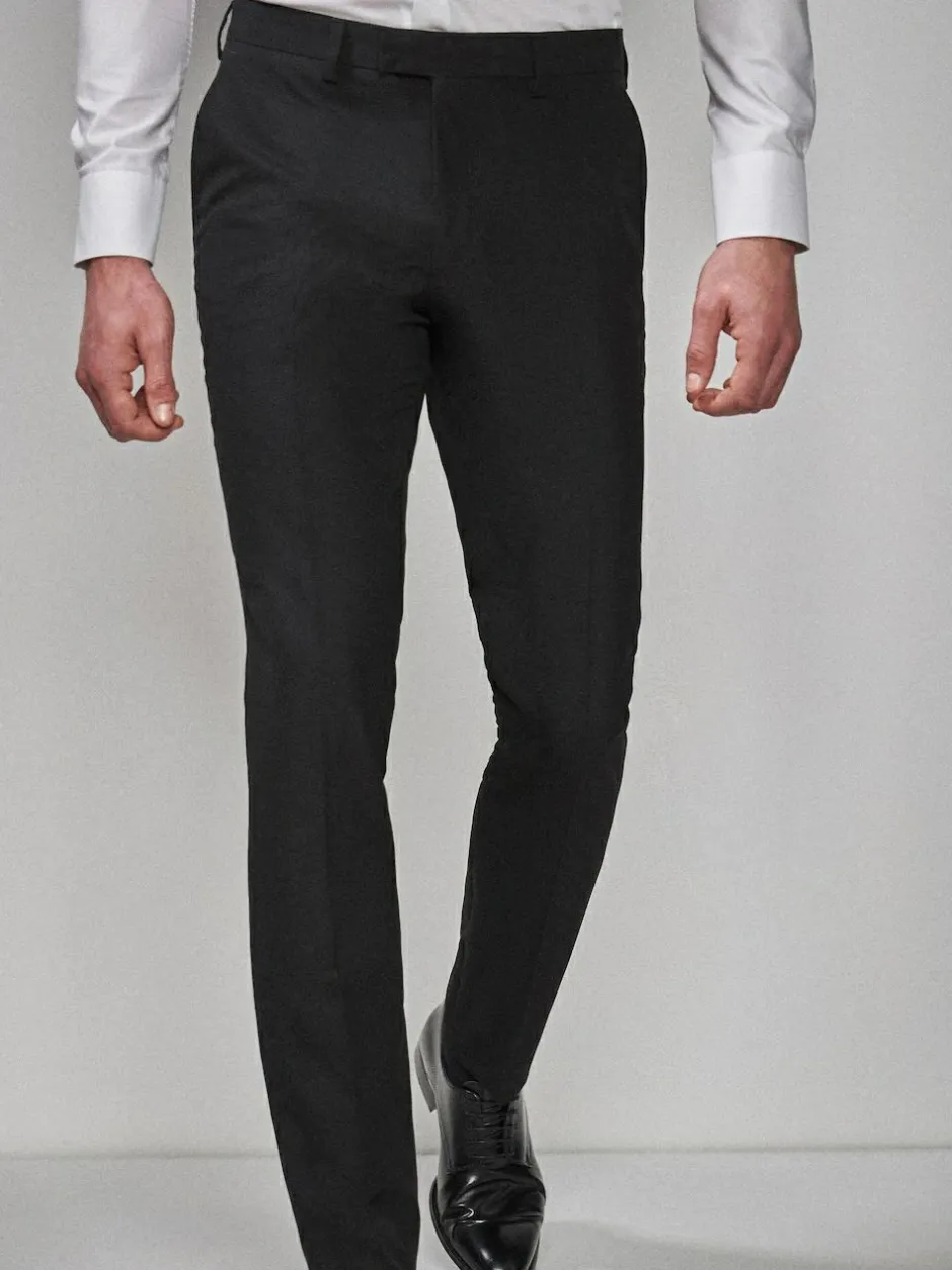 Next Slim Fit Tuxedo Suit Trousers Black Clearance