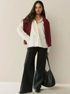 Next Slim Lift and Shape Wide Leg Jeans Black Sale