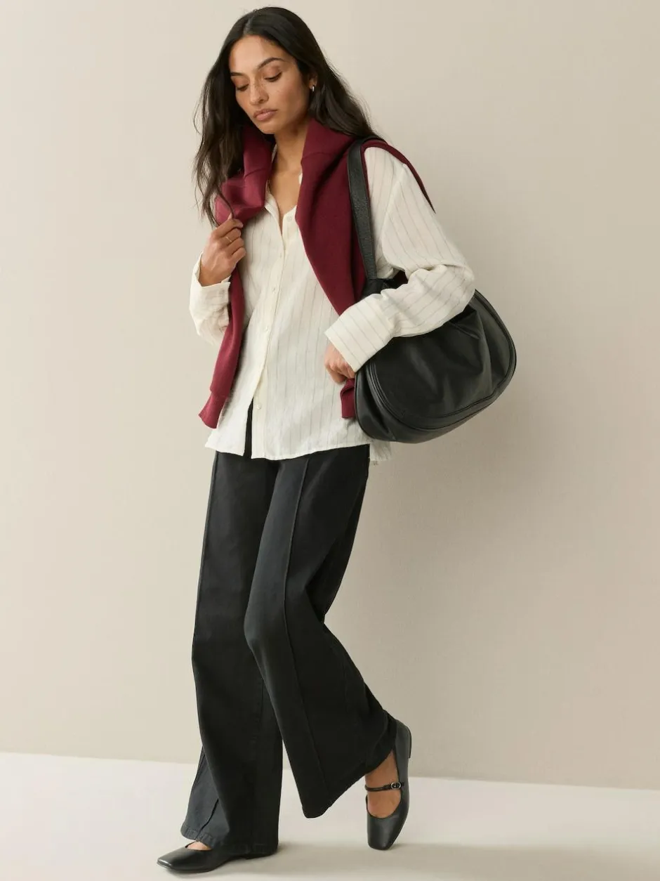 Next Slim Lift and Shape Wide Leg Jeans Black Sale