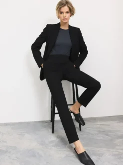 Next Slim Tailored Trousers With Wool Black New