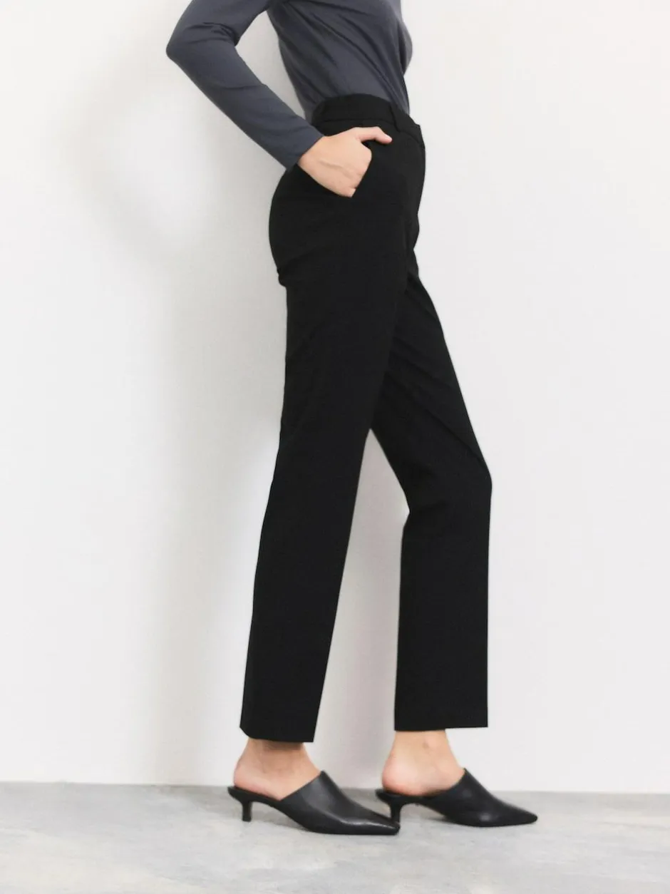 Next Slim Tailored Trousers With Wool Black New