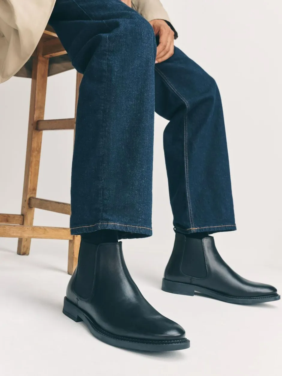 Next Black Smart Leather Chelsea Boots New