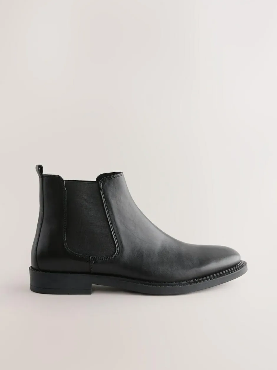 Next Black Smart Leather Chelsea Boots New