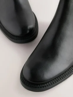 Next Black Smart Leather Chelsea Boots New