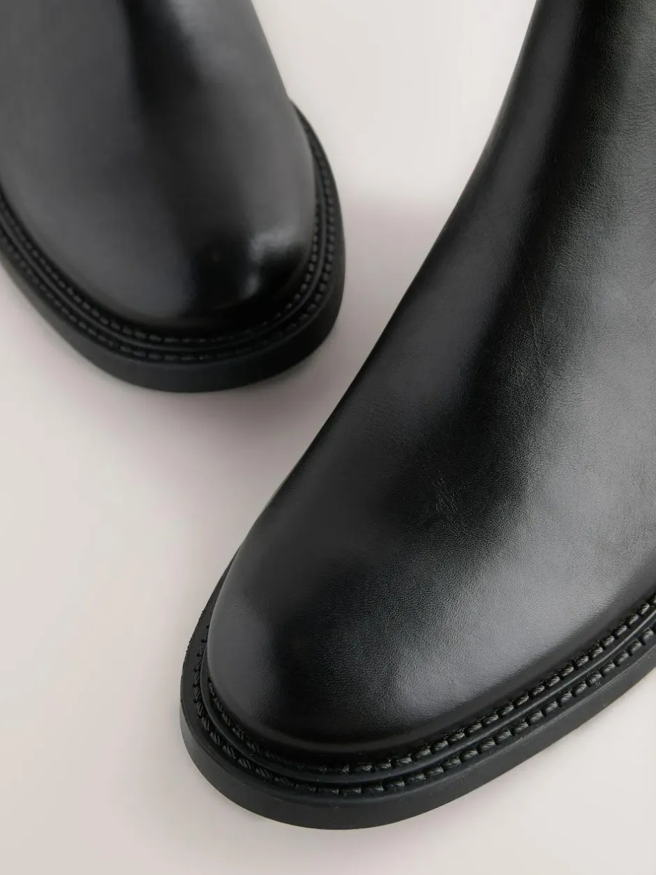 Next Black Smart Leather Chelsea Boots New