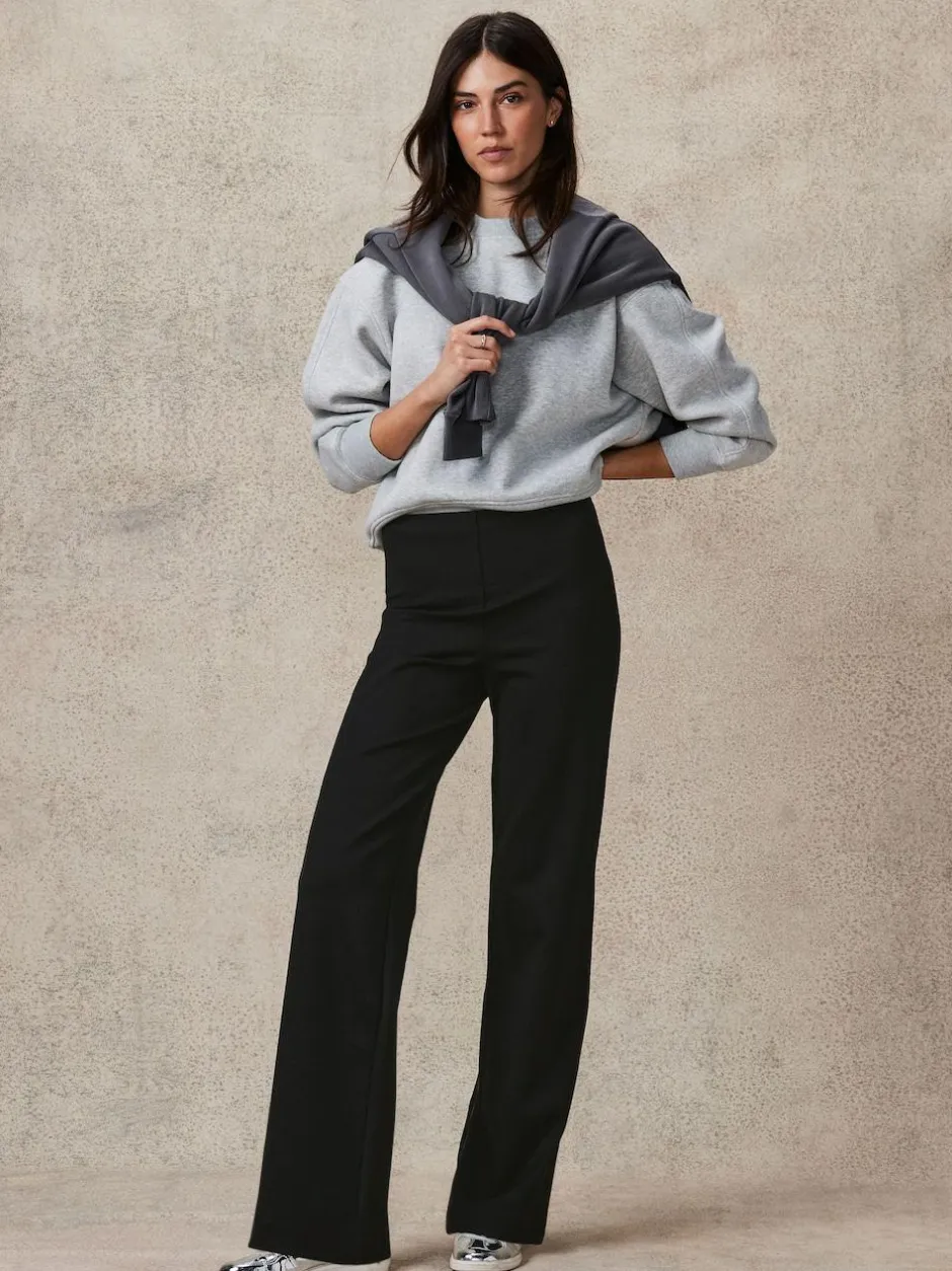 Next Smoothing Ponte Jersey Wide Leg Trousers Black Discount