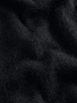 Next Soft Touch Crew Neck Knitted Cardigan With Wool Black Discount
