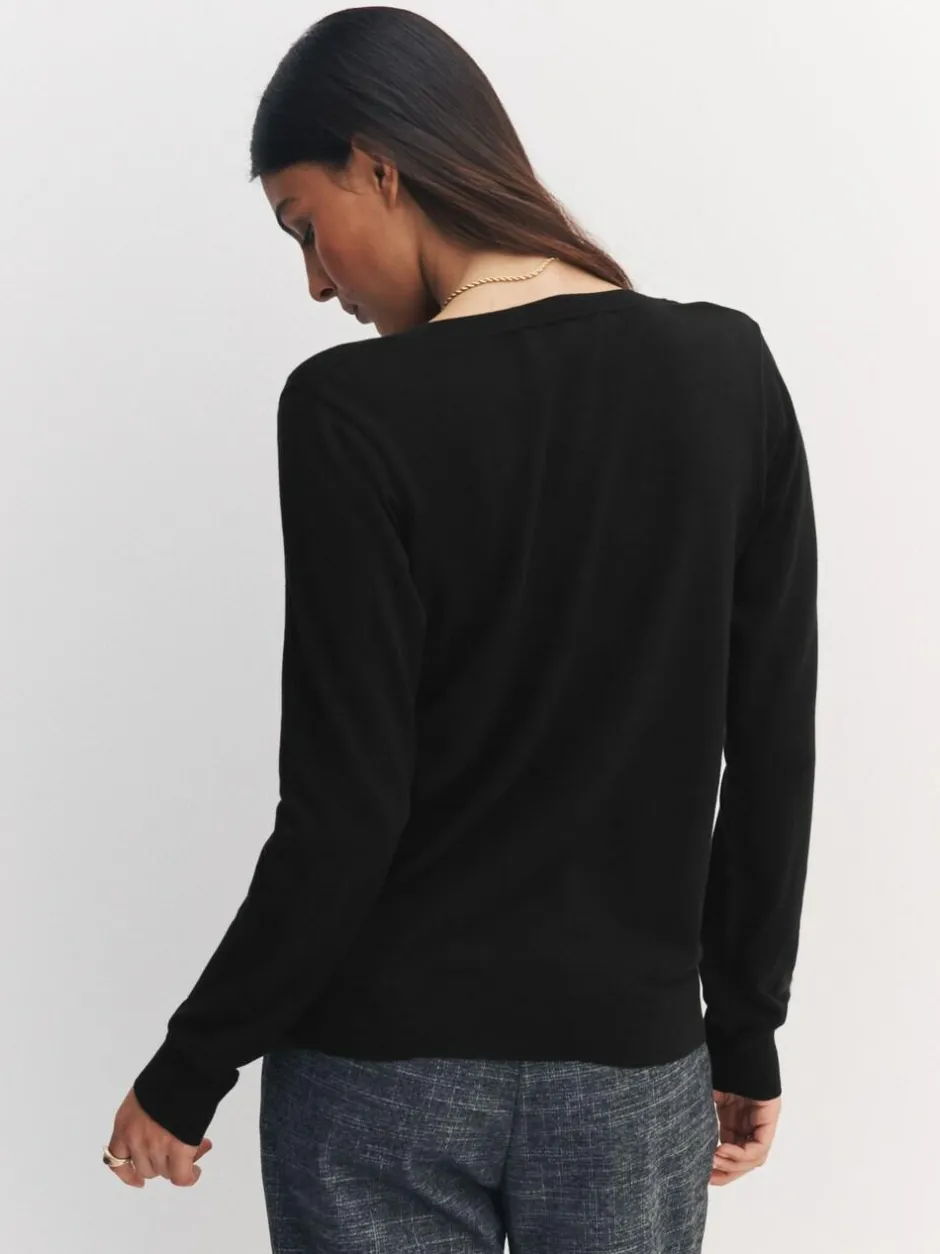 Next Black Soft Touch V-Neck Cotton Rich Jumpers 2 Pack Outlet