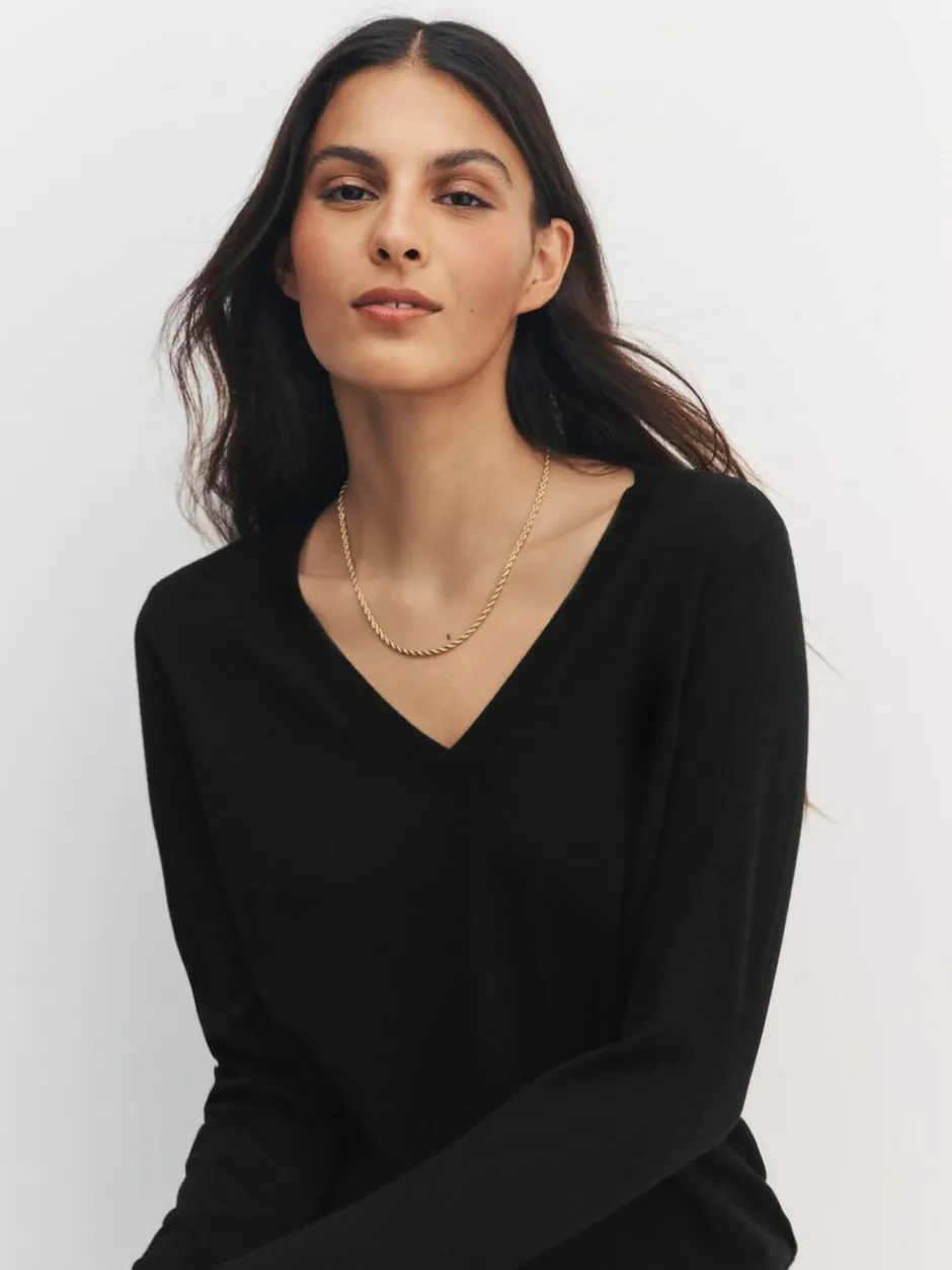 Next Black Soft Touch V-Neck Cotton Rich Jumpers 2 Pack Outlet