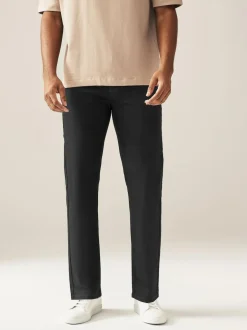 Next Black Solid Single Straight Fit Classic Stretch Jeans Discount