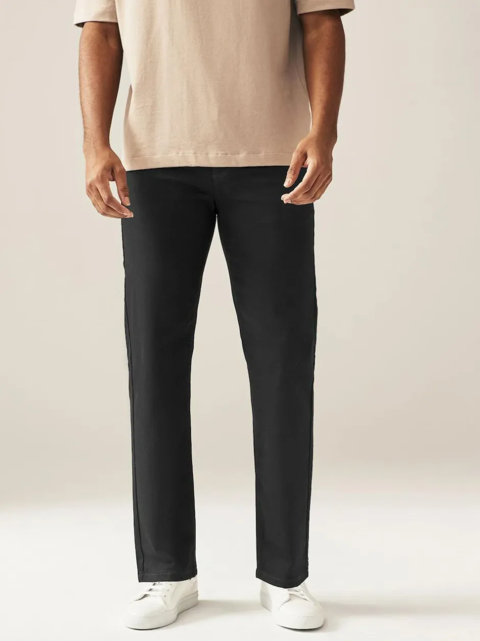 Next Black Solid Single Straight Fit Classic Stretch Jeans Discount