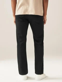 Next Black Solid Single Straight Fit Classic Stretch Jeans Discount