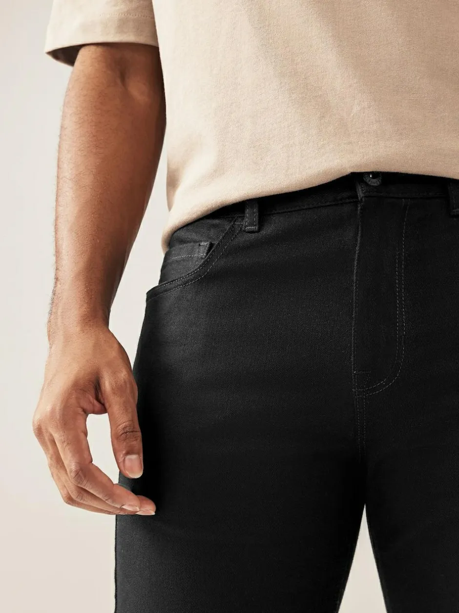 Next Black Solid Single Straight Fit Classic Stretch Jeans Discount