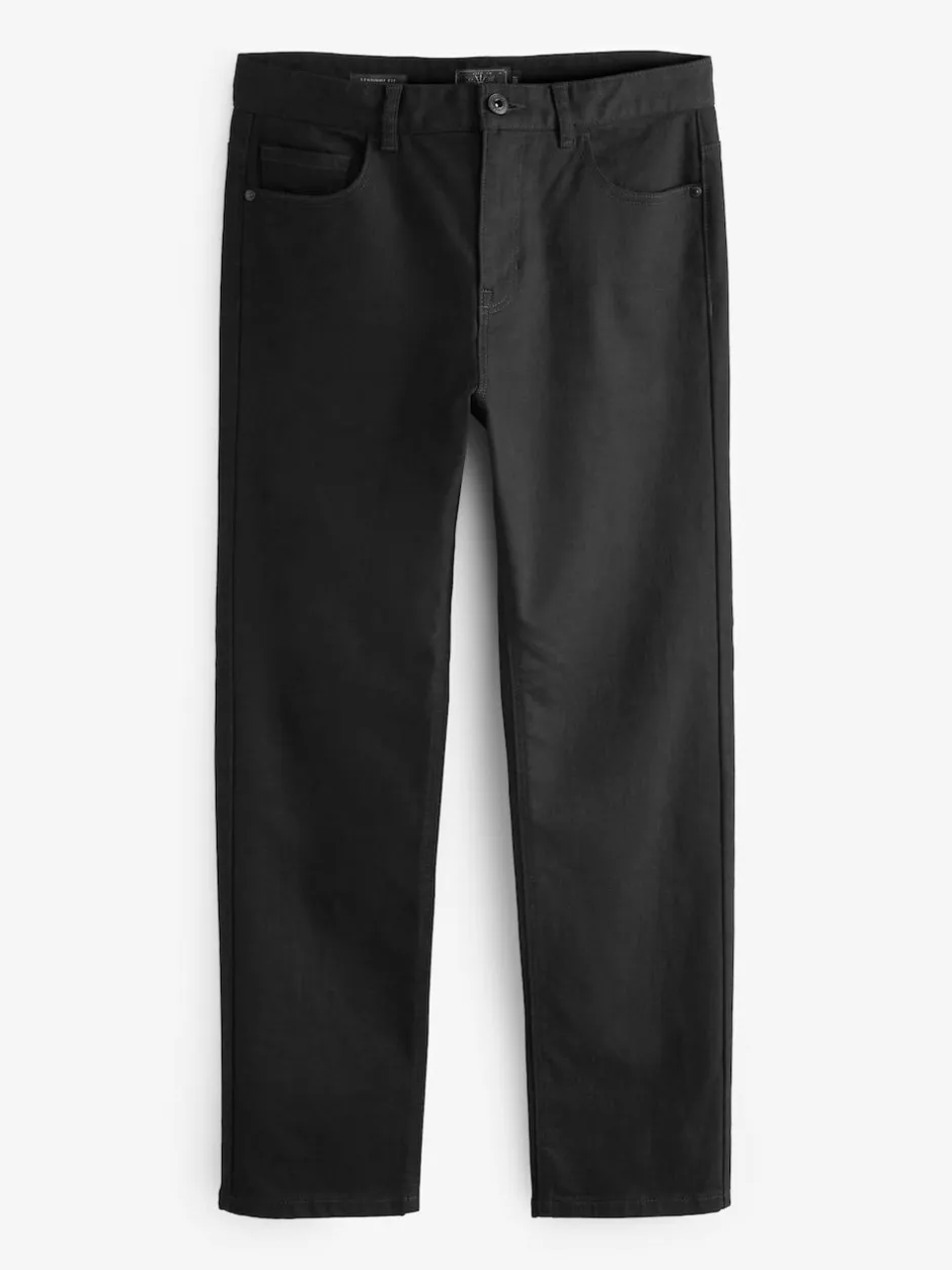 Next Black Solid Single Straight Fit Classic Stretch Jeans Discount