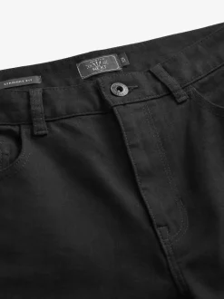 Next Black Solid Single Straight Fit Classic Stretch Jeans Discount