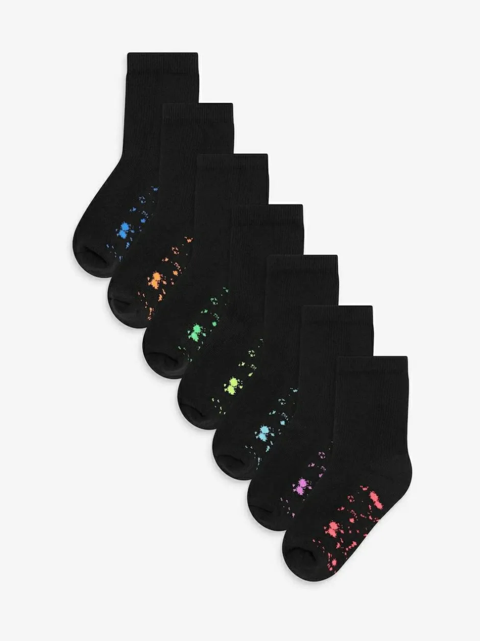 Next Cotton Rich Cushioned Socks 7 Pack Black Splat Online