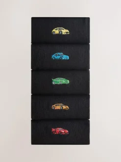 Next Fun Embroidered Socks 5 Pack Black Sports Cars Outlet
