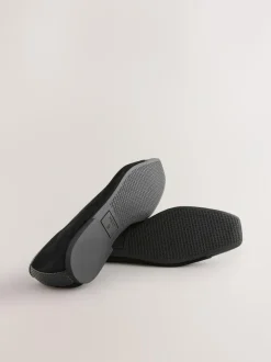 Next Black Square Toe Ballerina Shoes New
