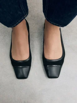 Next Black Square Toe Ballerina Shoes New