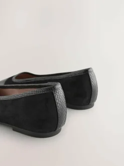 Next Black Square Toe Ballerina Shoes New