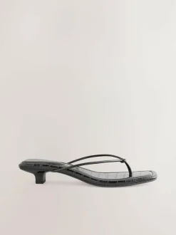 Next Black Square Toe Post Low Heels Hot