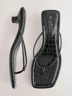Next Black Square Toe Post Low Heels Hot