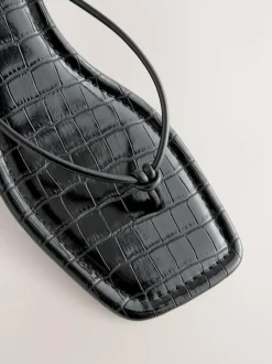 Next Black Square Toe Post Low Heels Hot