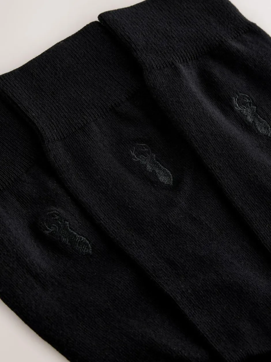 Next Black Stag 5 Pack Multi Stag Lasting Fresh Embroidered Socks Outlet