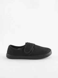Next Black Standard Fit (F) Embroidered Strap School Plimsolls Sale