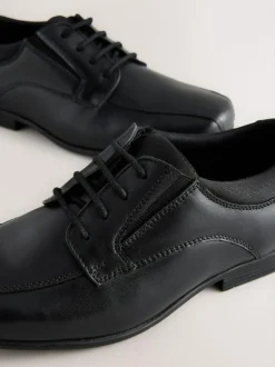 Next Black Standard Fit (F) Lace-Up Leather School Shoes New