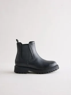 Next Standard Fit (F) Leather Warm Lined Chelsea Boots Black