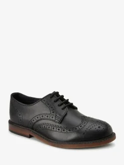 Next Standard Fit (F) Leather Laceup Brogue Shoes Black