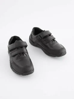 Next Black Standard Fit (F) Leather Touch Fastening School Shoes Best