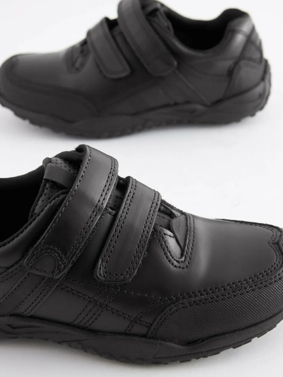 Next Black Standard Fit (F) Leather Touch Fastening School Shoes Best