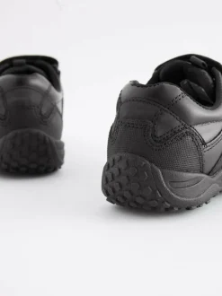 Next Black Standard Fit (F) Leather Touch Fastening School Shoes Best
