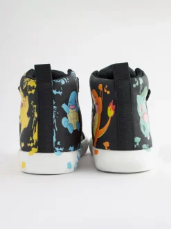 Next Black Standard Fit (F) Pokemon Elastic Lace High Top Trainers Sale