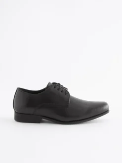 Next Black Standard Fit (F) School Leather Lace Up Shoes New