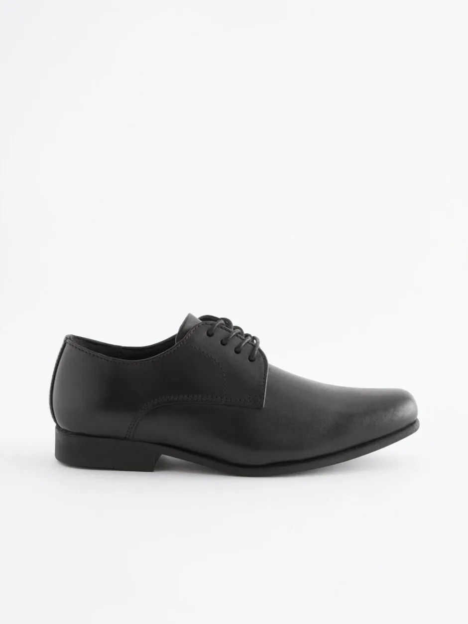 Next Black Standard Fit (F) School Leather Lace Up Shoes New