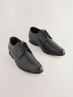 Next Black Standard Fit (F) School Leather Lace Up Shoes New