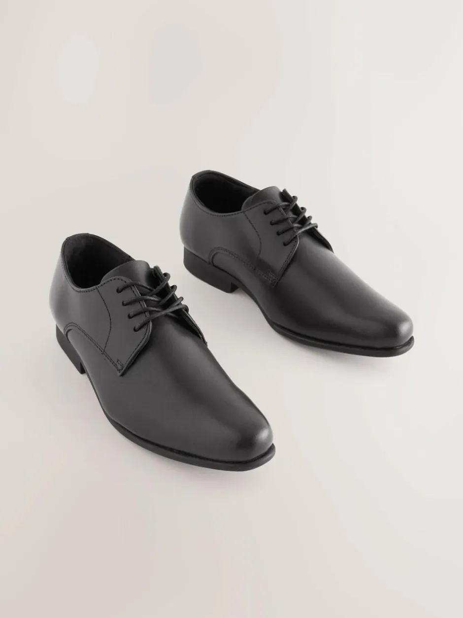 Next Black Standard Fit (F) School Leather Lace Up Shoes New