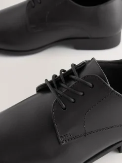 Next Black Standard Fit (F) School Leather Lace Up Shoes New