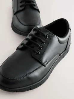 Next Black Standard Fit (F) Smart Leather Lace Up School Shoes New