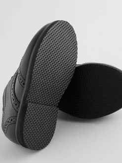 Next Standard Fit (F) Smart Leather Brogue Shoes Black New