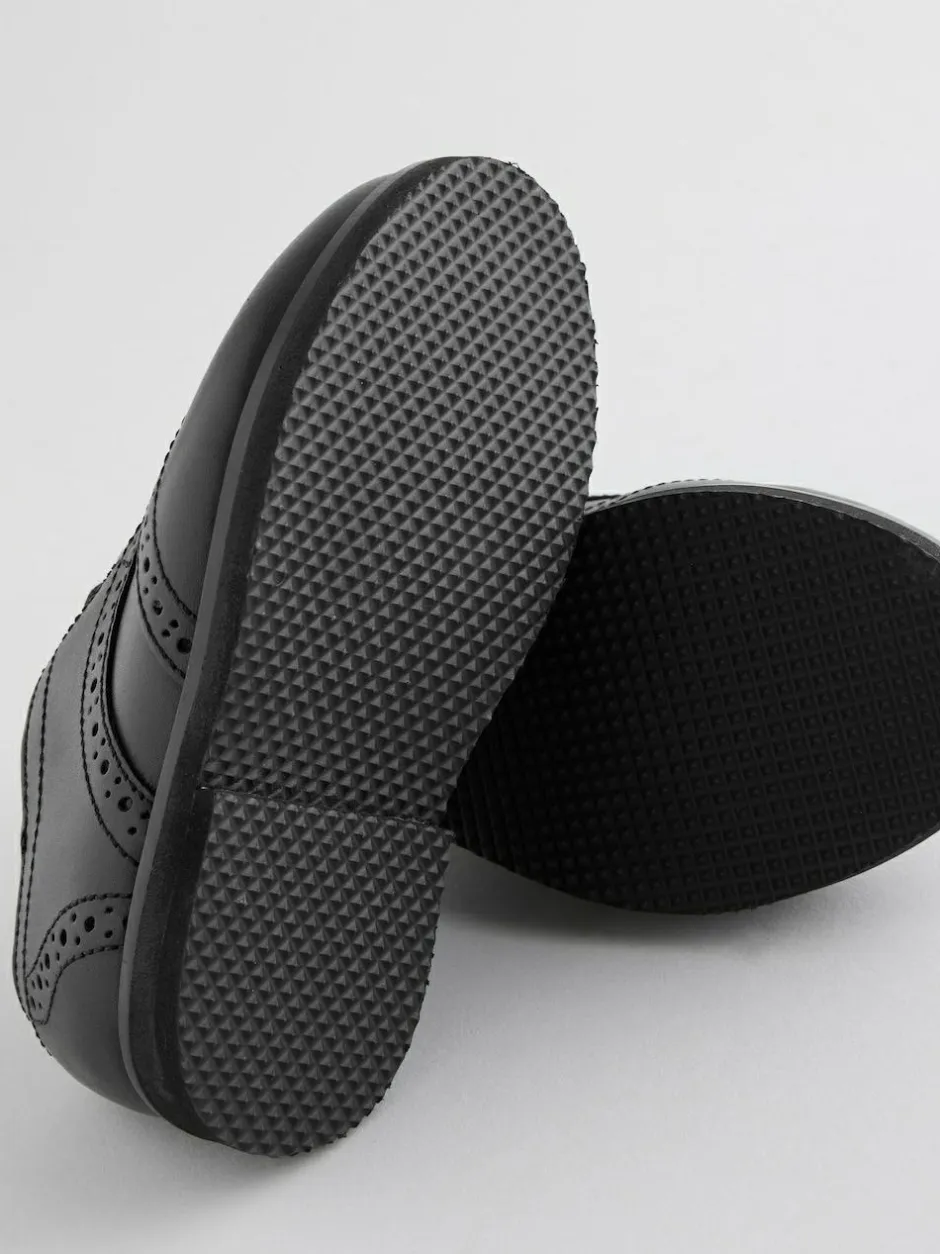 Next Standard Fit (F) Smart Leather Brogue Shoes Black New