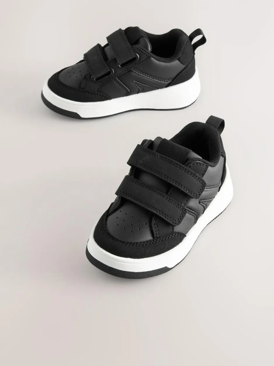 Next Standard Fit (F) Touch Fastening Two Strap Trainers Black Discount