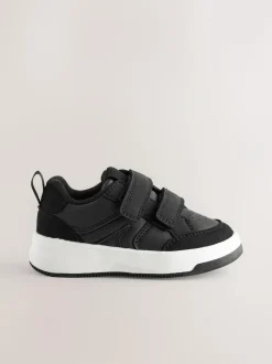 Next Standard Fit (F) Touch Fastening Two Strap Trainers Black Discount